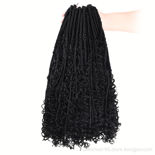 20 Inch Goddess Locs Crochet Hair Hippie Locs  Boho Style Synthetic Braids Hair Extensions Faux Locs Crochet With Curly Hair